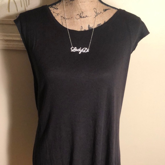 LADY DI Diamond Name Plate Silver Necklace - Picture 6 of 11